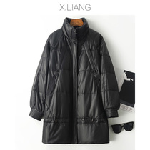 Autumn and winter 2021 new leather down jacket women slim long leather Haining sheepskin warm coat