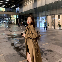 Windbreaker womens long 2021 spring and autumn new explosive Korean version loose high-end British style casual knee-length jacket