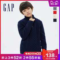 Gap boys wool blend twist sweater 703937 winter new childrens wear semi-high collar warm knit tide
