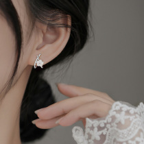 (Alley South) 925 Pure Silver Flowers Earrings New 2023 Burst Light Extravagant Earrings Female senior Sensation Ear Accessories