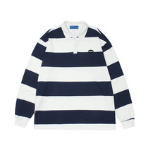 INPRO designer Japanese ins retro stripes loose college style long sleeve autumn lapel sweater women