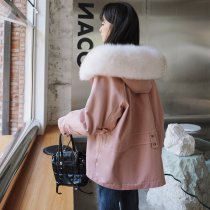 Cotton-padded clothes women 2021 new small man short ins Tide plus velvet padded pink Parker coat winter