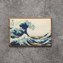 Ukiyo-e wave printing velcro chapter Armband Morale chapter Personality backpack sticker patch Landscape pattern badge