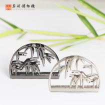 Suzhou Museum Yu Xiu bamboo shadow business card holder Desktop card box creative metal business card holder Business gift