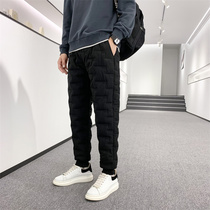 Down cotton pants men outside wearing long pants 2021 New thickened thermal Han version Gats up for overweight anti-freeze youth