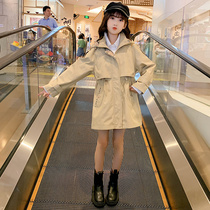 Girls Autumn 2021 New Tong Tong Coat Long Jacket 10 Years Old Girl Autumn Top 15 12 13