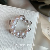 Bajia jewelry M The same luxury garland Japanese middle-aged natural pearl brooch high-end corsage 520 gift