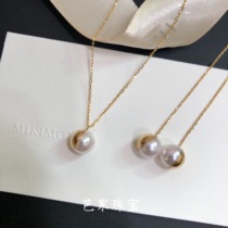 Special T big power power with half flame half sea water 18K gold Japan akoya sea pearl ear line necklace
