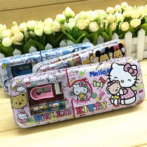 Childrens birthday gift opening Prize kindergarten double-layer stationery box iron primary school pencil box iron school supplies