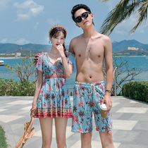 Couple swimsuit 2021 new couple summer seaside beach water park honeymoon large size one-piece skirt swimsuit