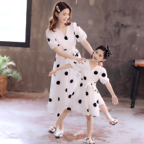 Kiss Girl Dress Girl Dress Summer Dress Mother Woman Dress Summer Round Dot Bubble Sleeveless Dress Foreign Air Children Snowspun Dress