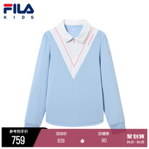 FILA KIDS Fiji Fairchild Knitted Long-sleeved Cardiovert 2022 Spring New Child Foreign Air Splicing T-shirt