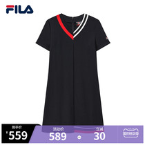 FILA Phila Le official womens dress autumn 2021 new V-collar slim sports waist skirt