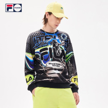 FILA FUSION Feile Tide Mens Pullover Sweater 2021 Autumn New Product Hip Hop Full Print Loose Pullover