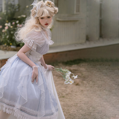 taobao agent Genuine elegant dress, lace small princess costume, Lolita style, Lolita OP, with short sleeve