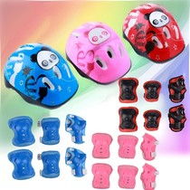Childrens bicycle helmet protective gear Mens and womens suits Scooter skates safety roller skating knee protector hand protector 7-piece set