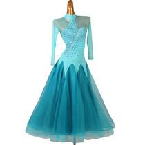 High-collar diamond-studded modern dance dress new ballroom dance national standard dance big dress Waltz dress