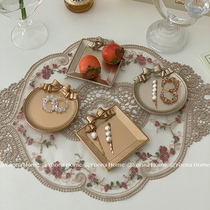 Yoona Nordic ins jewelry disc stud tray decorative ornaments storage box resin bow metal color