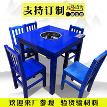 String incense pot table on the side of the road Induction cooker integrated restaurant commercial solid wood hot pot table and chair combination customization