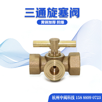 Three-way plug valve all copper high pressure thickening pressure gauge door boiler copper cock with exhaust hole 4 minutes M20x1 5