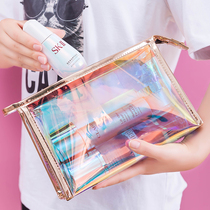 Net red colorful laser transparent cosmetic bag women carry portable skin care products storage Waterproof business travel toiletry bag