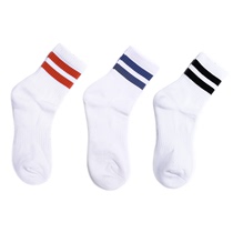 3 pairs of two bars mens middle tube striped towel bottom sports socks seniors do not wear shoes Comic peripheral