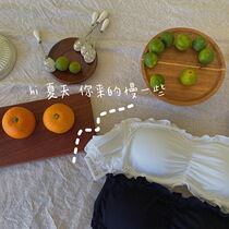 Summer bi into THREEPIG solid color fungus crimped strapless bandeau anti-go light small chest bra underwear
