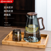 Household cold kettle set light luxury large capacity tea glass water cup explosion-proof high temperature resistant living room cool white kettle