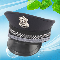 Security guard big brimmed hat outdoor cap navy blue uniform hat liberation flat top hat round hat Mens Four Seasons hat