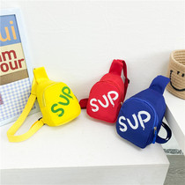 Fashion cute childrens bag handsome boy diagonal bag foreign girl chest bag light tide baby backpack