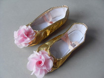 Three-dimensional rose golden belly dance shoes soft-soled dance shoes childrens dance shoes Ballet Cats claw shoes