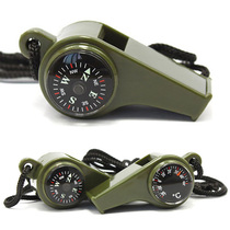 Three-in-one compass life whistle thermometer outdoor standing multi-function survival whistle portable with lanyard
