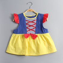 White Snow Princess Children Eating Hood Clothing Woman Baby Apron Pure Cotton Waterproof Baby Bib Kids Dinner For Spring Summer