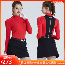 Golf womens autumn and winter long sleeve T-shirt female stand collar elastic quick-drying womens top outdoor golf polo shirt