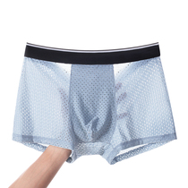  Mens underwear Mens boxer shorts pure cotton crotch ice mesh hole breathable shorts head underpants Cotton large size this year of life