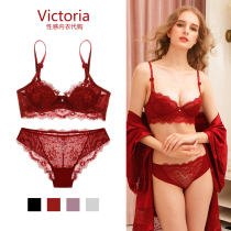 Vedo Sexy Leah Lace Underwear Bride Ultra-thin Bra Set This Year Red Gally Womens Bra