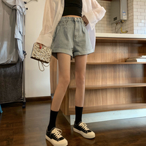 Hyuna pants 2021 New Korean version Joker high waist jeans Women summer thin loose wide leg pants white shorts