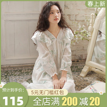 Long Sleeves Pure Desire Wind Sleeping Dress Woman Spring Autumn Pure Cotton Cotton Cloth Method Type Sen Princess Wind Thin family Sleeping Dress dresses