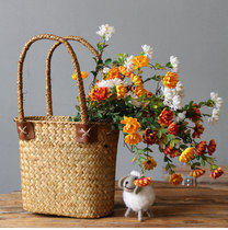 Pastoral decoration sea grass woven flower basket hand woven Hand bag flower arrangement sundries storage bag gift basket decoration