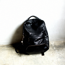 FOSTYLE sheepskin cowhide niche casual commuter travel personality black computer backpack bag