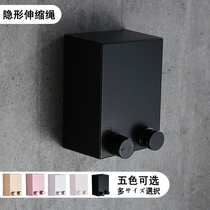 Black balcony invisible shrink clothesline non-hole silver telescopic wire rope hotel bathroom drying rack