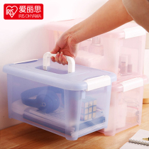 IRIS plastic storage box Finishing storage box Small portable bottle transparent covered box
