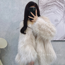  2021 winter anti-season net red new imported raccoon fox hair double-sided woven fur womens coat coat young