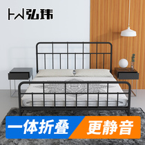 Hirowei Iron Art Bed Loft Nordic Wind INS Mesh Red Bed Free Assembly Foldable Silent Minima Modern 1 8 m Bed