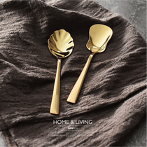 304 stainless steel champagne Golden small spoon dessert spoon ice cream spoon ice cream spoon beautifully stirred coffee spoon