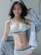 Japanese underwear underpants little ladies small breasts gather spring and autumn thin collection of sub-milk anti-sagging on Tovin bra set