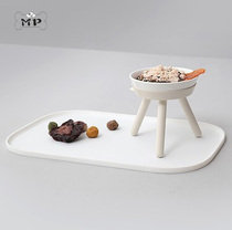 Memory Pet Korean Inherent Pet cat dog bowl white three-legged table ceramic bowl placemats