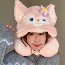 Christmas small gift plane hooded U-shaped pillow girl nap pillow portable Shirley cute memory Cotton