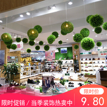 Shopping mall hanging decoration simulation grass ball creative supermarket ceiling decoration air hanging decoration Hall corridor kindergarten ring creation