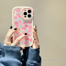 Pink Flowers Small Bear Apply iPhone13promax Apple 12 Cell phone shell 11 Rabbit xs anti-fall xr Soft 8p